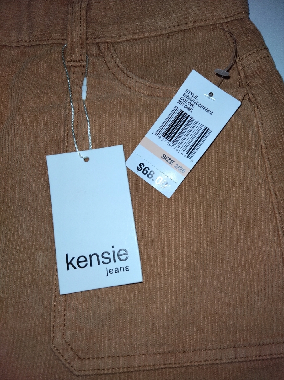Kensie Women's Deep Camel Button-Front Look Corduroy Mini Skirt New Size 2/26 - Picture 2 of 5